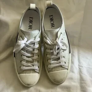 DIOR OBLIQUE MENS WHITE SHOES 44 DESIGNER 11 US Dior B57 Mid Top Oblique Sneakers - Black/White EU Size 44  main image 2